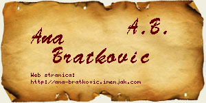 Ana Bratković vizit kartica